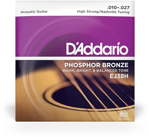 D'Addario EJ38H Phosphor Bronze High Strung Nashville Tuning Acoustic Guitar Strings, New, view