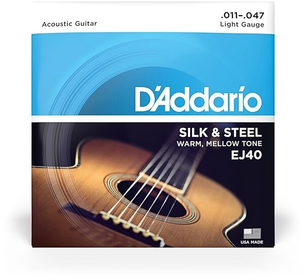 D'Addario EJ40 Silk and Steel Folk Acoustic Guitar Strings, New, view