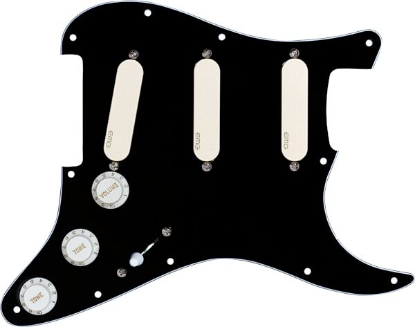 EMG DG20 Total Eclipse Pre-Wired Pickguard, Ivory, Action Position Front