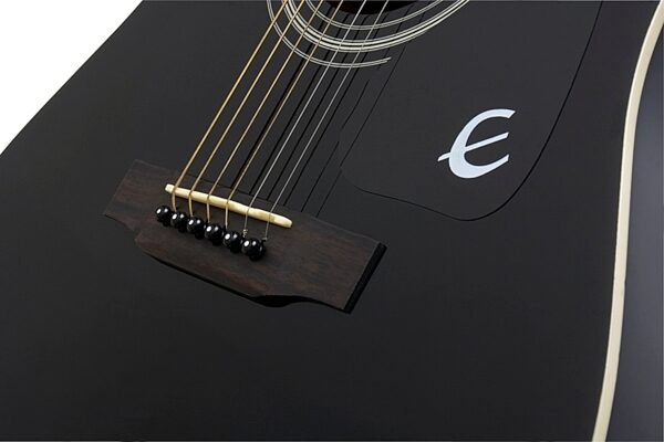 Epiphone DR100 Acoustic Guitar Package, Ebony - Bridge