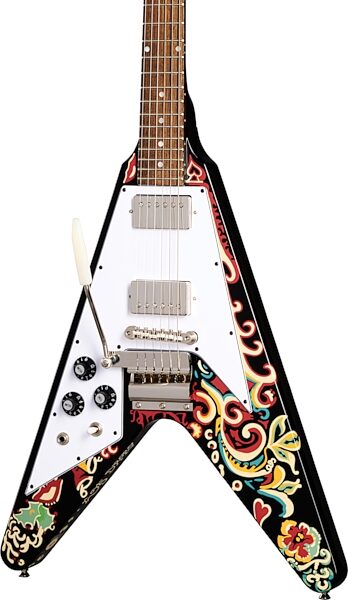 Epiphone Jimi Hendrix "Love Drops" Flying V Electric Guitar, Left-Handed (with Case), New, Action Position Back