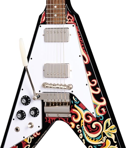 Epiphone Jimi Hendrix "Love Drops" Flying V Electric Guitar, Left-Handed (with Case), New, Action Position Back