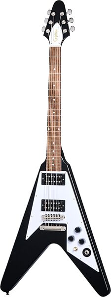Epiphone Kirk Hammett 1979 Flying V Electric Guitar (with Hard Case), Ebony, Scratch and Dent, Action Position Back