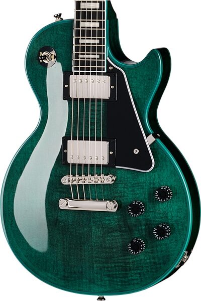 Epiphone Exclusive Inspired by Gibson Les Paul Custom Widow Electric Guitar (with Gig Bag), Peacock, Action Position Back