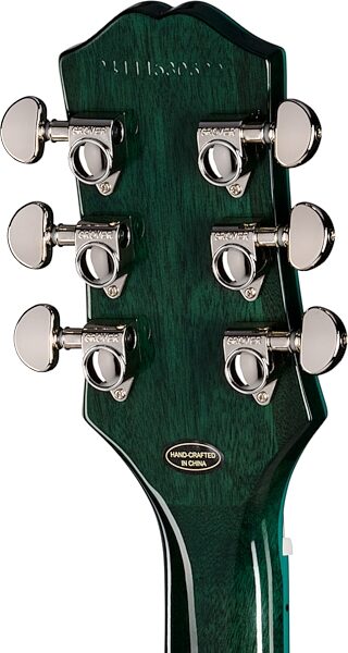 Epiphone Exclusive Inspired by Gibson Les Paul Custom Widow Electric Guitar (with Gig Bag), Peacock, Action Position Back