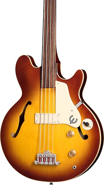 Epiphone Jack Casady Fretless Electric Bass (with Gig Bag), Royal Tan, Action Position Back