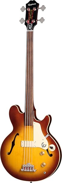 Epiphone Jack Casady Fretless Electric Bass (with Gig Bag), Royal Tan, Action Position Back