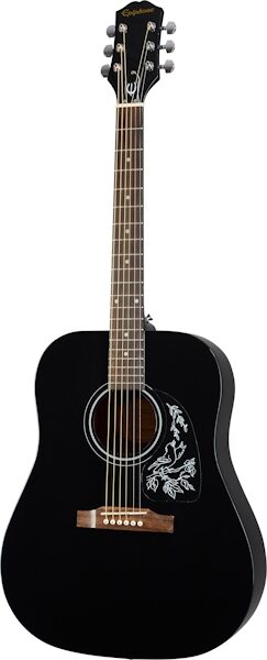 Epiphone Starling Acoustic Player Pack (with Gig Bag), Ebony, Action Position Back