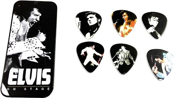 Dunlop EPPT07 Elvis on Stage Collectible Pick Tin, New, Action Position Back