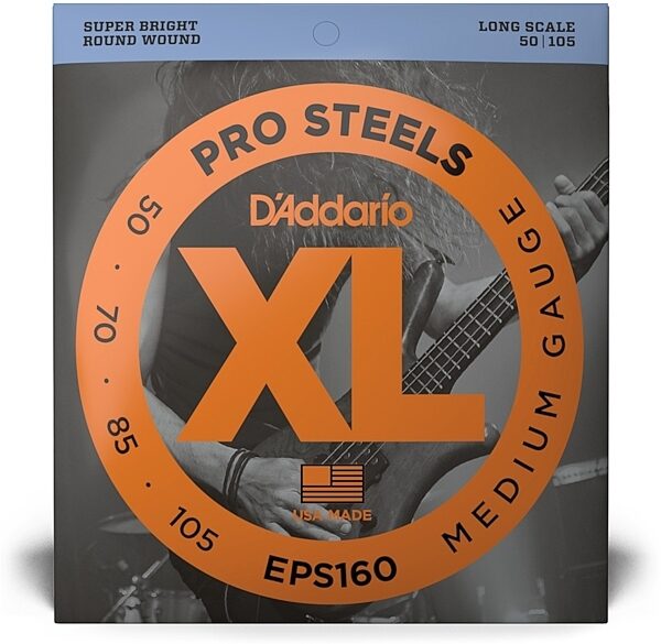 D'Addario EPS160 XL ProSteels Medium Gauge/Long Scale Bass Strings, New, view