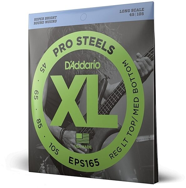 D'Addario EPS165 XL ProSteels Regular Gauge/Long Scale Bass Strings, New, main