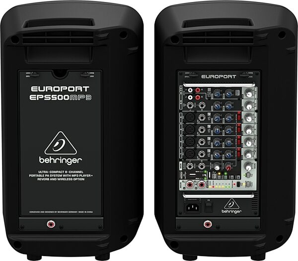 Behringer EPS500MP3 EUROPORT Compact Portable PA System, Top Rear