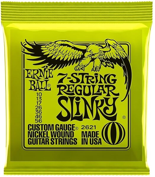 Ernie Ball 2621 7-String Regular Slinky Electric Guitar Strings (10-56), New, Main