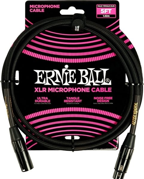 Ernie Ball Braided XLR Microphone Cable, 5 foot, view