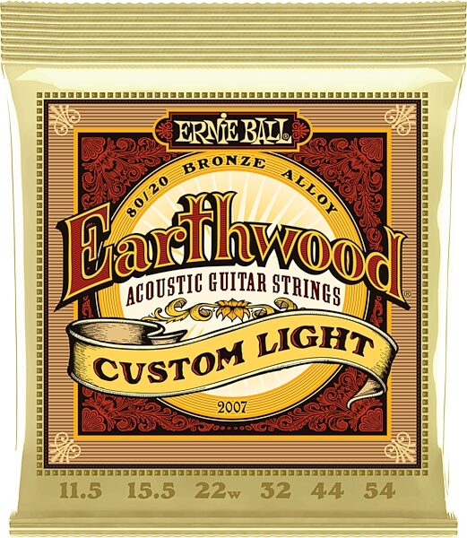 Ernie Ball Earthwood 80/20 Bronze Acoustic Guitar Strings, 11.5-54, 2007, Custom Light, Action Position Back