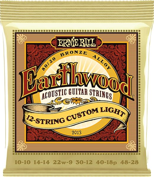 Ernie Ball Earthwood 12-String Acoustic Guitar Strings, 10-48, 2013, Custom Light, Action Position Back