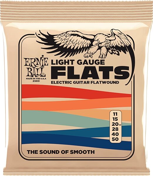 Ernie Ball Flatwound Electric Guitar Strings, Light, 11-50, P02580, Action Position Back