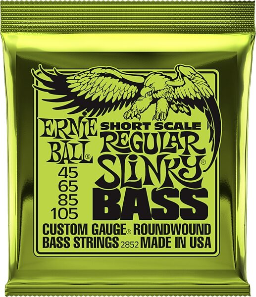 Ernie Ball Regular Slinky Nickel Wound Short Scale Electric Bass Strings, 45-105, Action Position Back