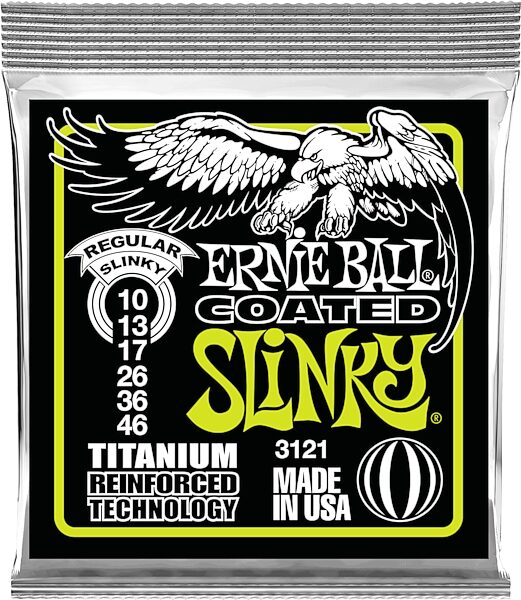 Ernie Ball 3121 Slinky Coated Titanium RPS Electric Guitar Strings, New, Action Position Back