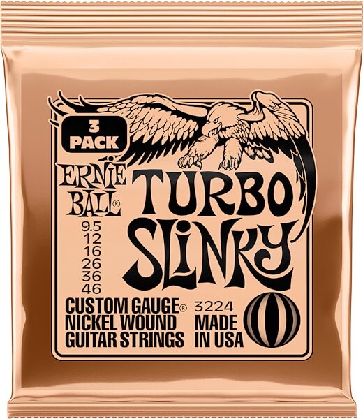 Ernie Ball Turbo Slinky Electric Strings, 3-Pack, Action Position Back