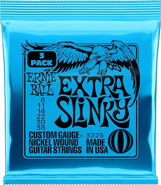 Ernie Ball Extra Slinky Electric Guitar Strings, 3-Pack, Action Position Back