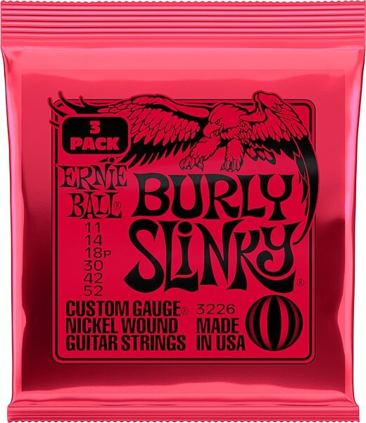 Ernie Ball Burly Slinky Electric Strings, 3-Pack, Action Position Back