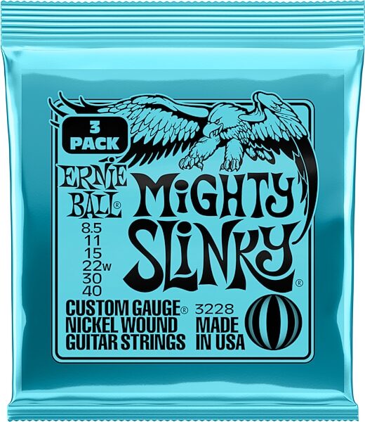 Ernie Ball Mighty Slinky Electric Strings, 3-Pack, Action Position Back
