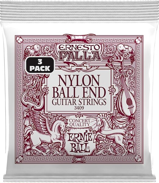 Ernie Ball Ernesto Palla Nylon Classical Guitar Strings, Ball-End, Black and Gold, 3-Pack, Action Position Back