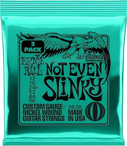 Ernie Ball Not Even Slinky Nickel Wound Electric Guitar Strings - 12-56 Gauge, 3-Pack, Action Position Back