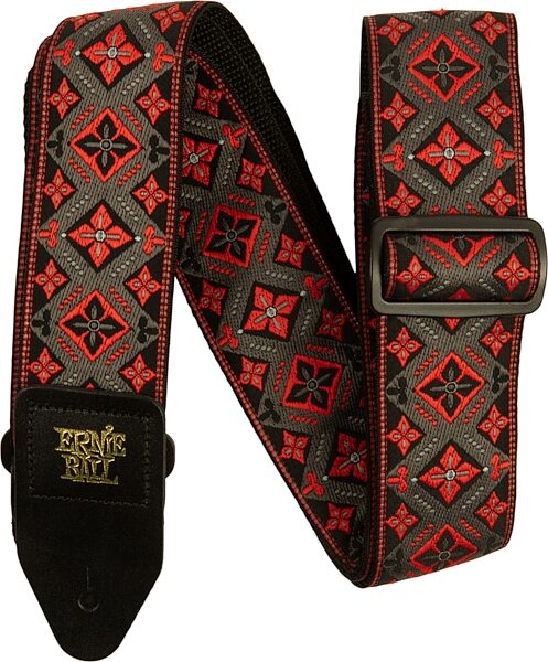 Ernie Ball Jacquard Guitar Strap, Red King, Action Position Back