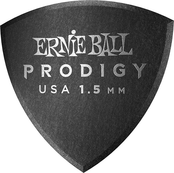 Ernie Ball Prodigy Large Shield Guitar Picks (6-Pack), Black, 1.5 millimeter, Action Position Back
