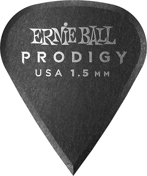 Ernie Ball Prodigy Sharp Guitar Picks (6-Pack), Black, 1.5 millimeter, Action Position Back