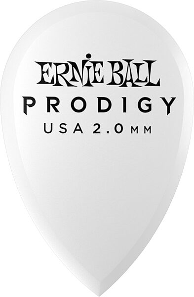 Ernie Ball Prodigy Teardrop Guitar Picks (6-Pack), White, 2 millimeter, 6-Pack, Action Position Back
