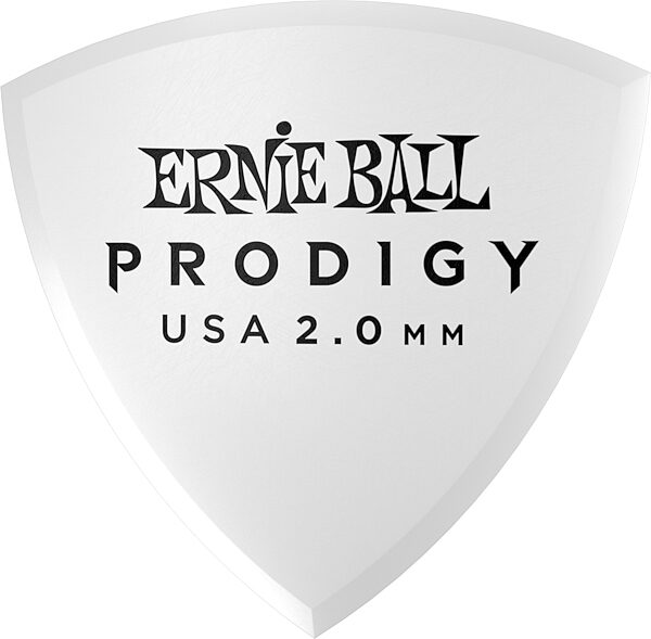 Ernie Ball Prodigy Shield Guitar Picks (6-Pack), White, 2.0 millimeter, Action Position Back