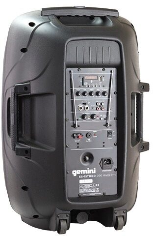 Gemini ES-15TOGO Powered PA System with Wireless Microphones, New, Rear