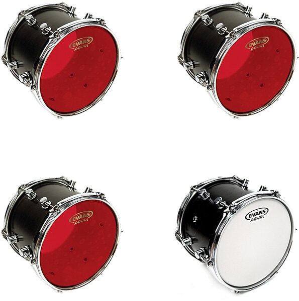 Evans Red Hydraulic Drumhead, Tom Pack: 10, 12, and 16 Inch Heads, with 14&quot; G1, evans-drumhead-pak