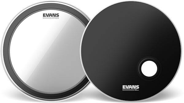 Evans EMAD2 Clear Bass Drumhead, With 18&quot; REMAD, Action Position Back