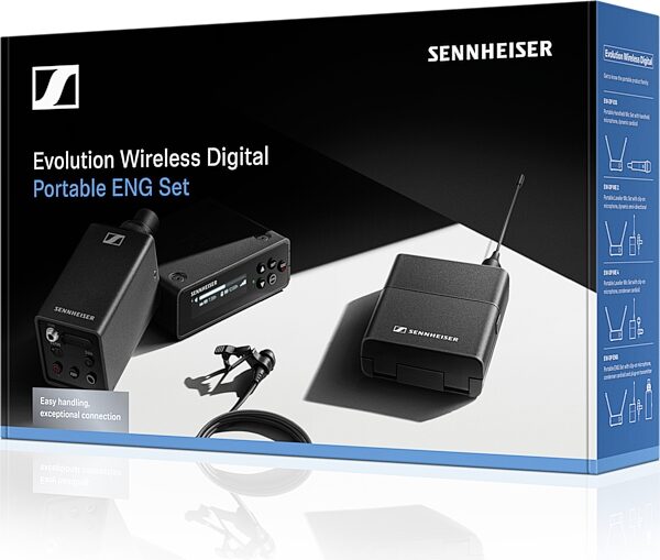 Sennheiser EW-DP Portable ENG Set Wireless Camera-Mount System with Omni Lavalier and Plug-On Transmitter, R1-6, Package Front