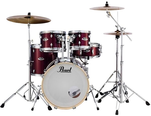 Pearl EX725SPC Export Drum Kit, 5-Piece, Burgundy, with HWP-830 Hardware Pack, Front