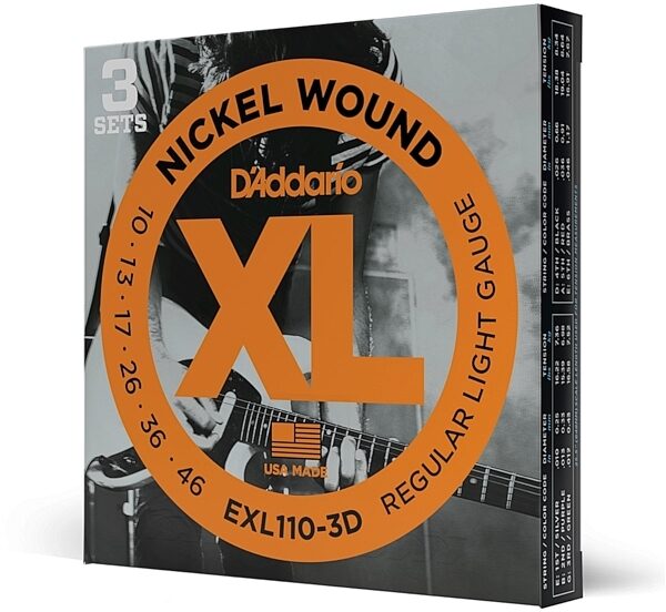 D'Addario EXL110 XL Electric Guitar Strings (Regular Light, 10-46), 3-Pack, main
