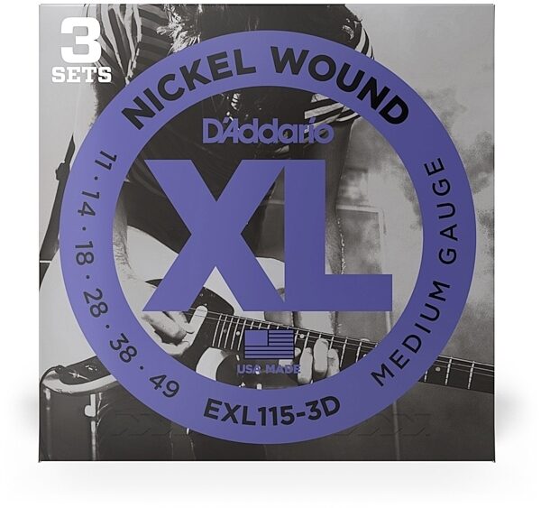 D'Addario EXL115 XL Electric Guitar Strings (Blues/Jazz Rock, 11-49), 3-Pack, view