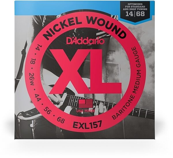 D'Addario EXL157 Nickel Wound Baritone Electric Guitar Strings, 14-68, EXL157, Medium, view