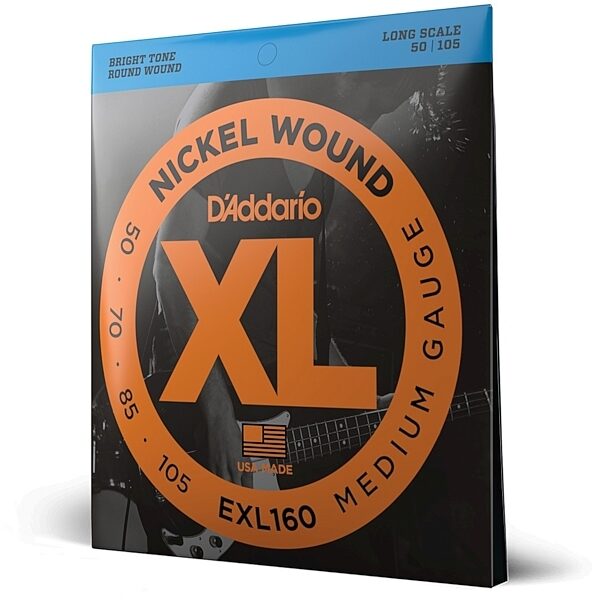 D'Addario EXL160 XL Nickel Wound Bass Strings (Regular, Long), New, main