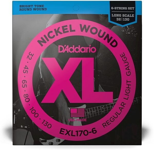 D'Addario EXL170-6 XL Nickel Wound 6-String Bass Strings (Regular Light, Long), New, view