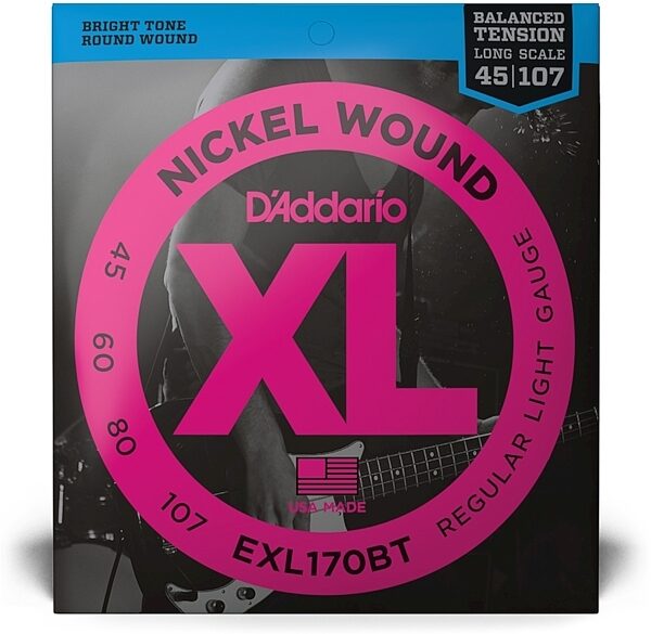 D'Addario EXLBT Balanced Tension Nickel Wound Electric Bass Strings, 45-107, EXL170BT, Regular Light, view