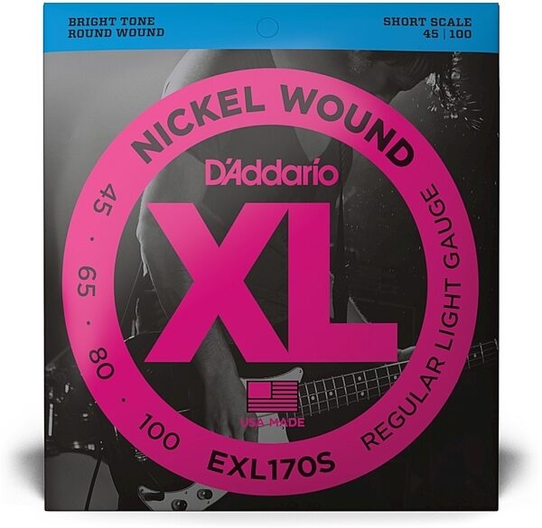 D'Addario EXL170S Nickel Wound Bass Strings (Light, Short Scale), New, view