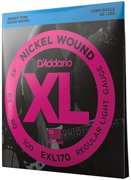 D'Addario EXL170 XL Nickel Wound Bass Strings (Soft, Long), New, main