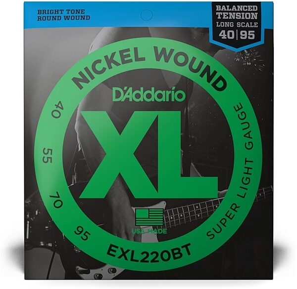 D'Addario EXLBT Balanced Tension Nickel Wound Electric Bass Strings, 40-95, EXL220BT, Super Light, view