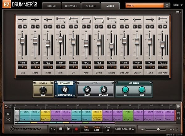 Toontrack EZ Drummer 2 Software, Screenshot - Mixer
