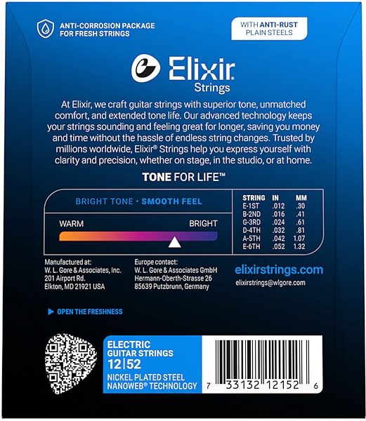Elixir Nanoweb Electric Guitar Strings, 12-52, 12152, Heavy, View3